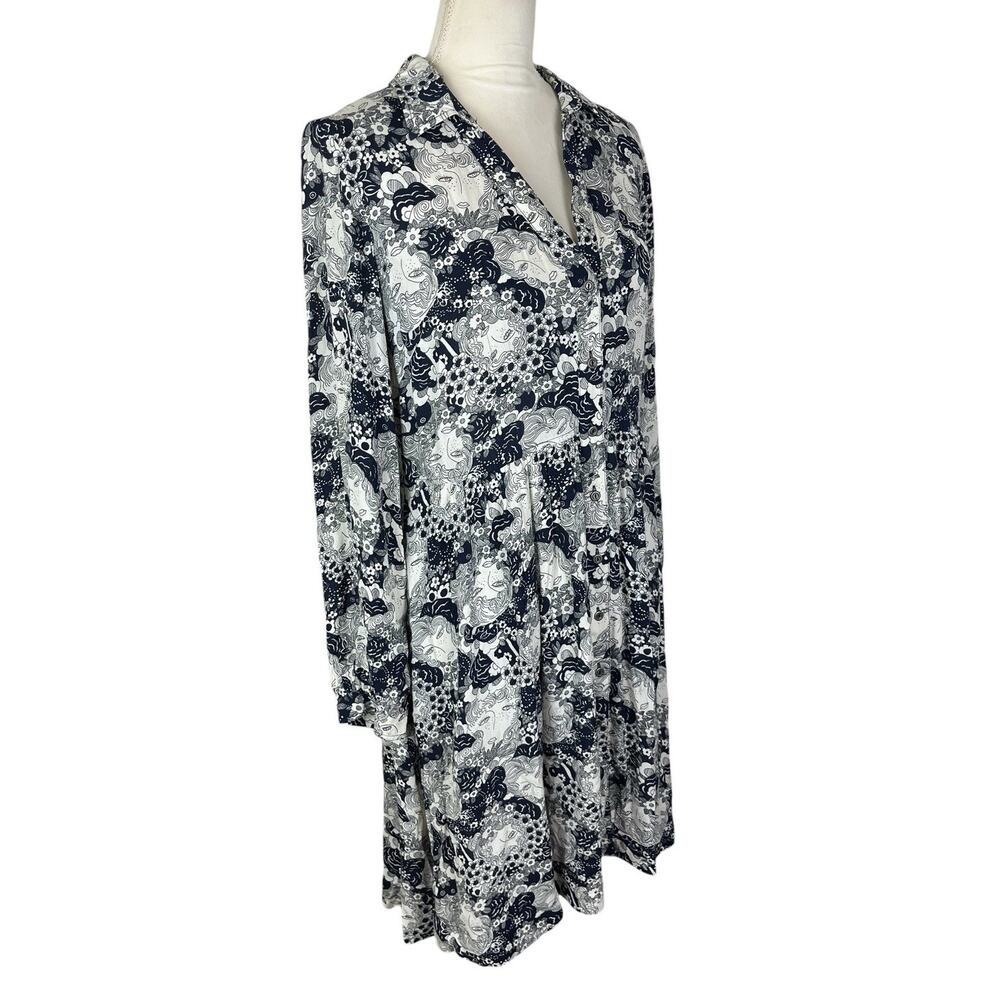 Anthropologie 34 of 52 Conversations Colloquial Faces A-Line Shirt Dress Size 8 - Picture 4 of 9